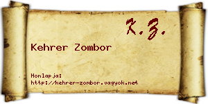 Kehrer Zombor névjegykártya